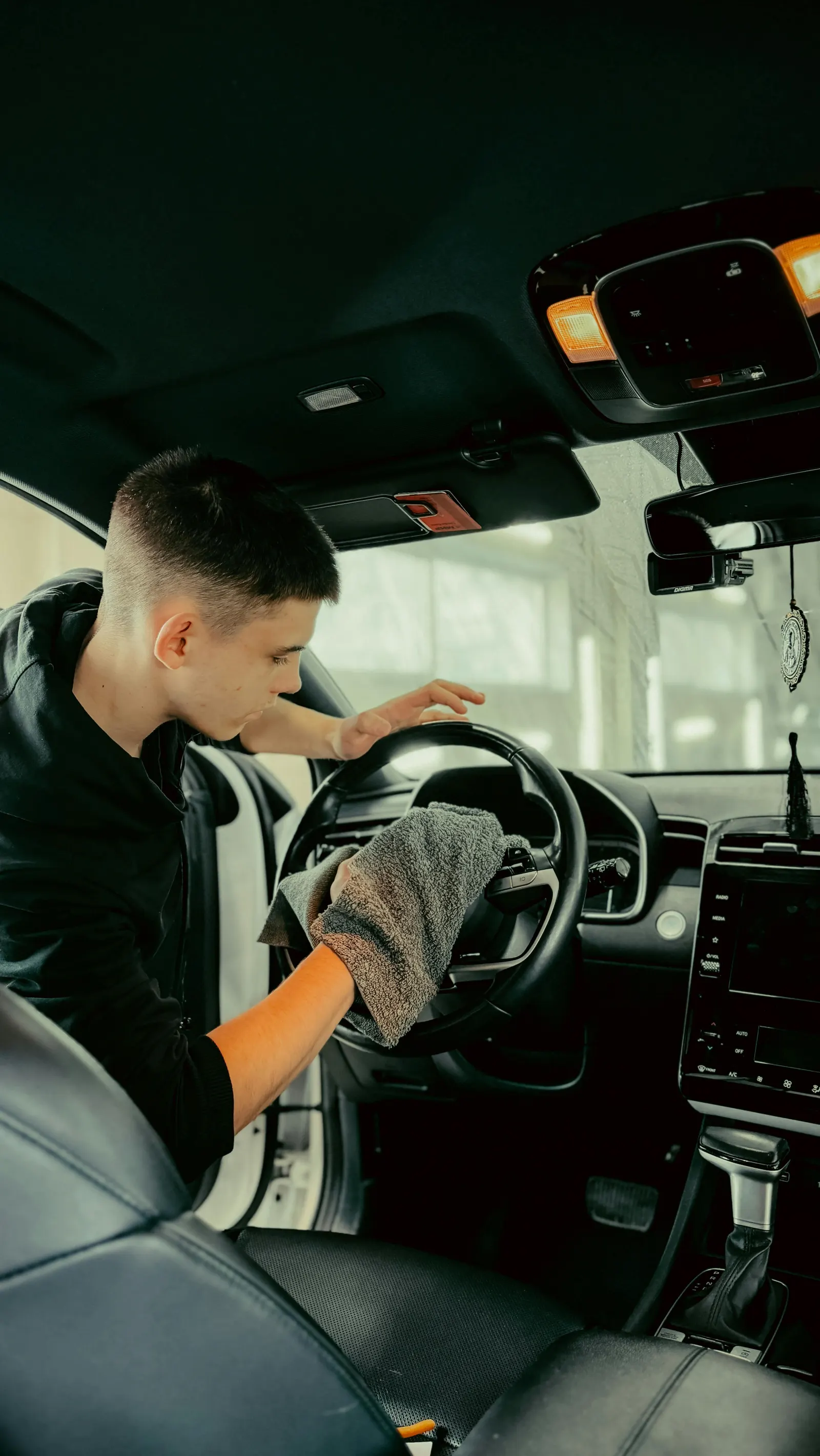 Steering wheel interior detail — interior detailing Johannesburg